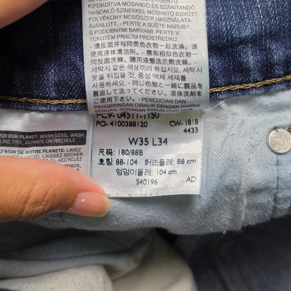 Levi's 511 Slim Fit Jeans Mens 35x34 Blue Medium Wash Denim 04511-1907